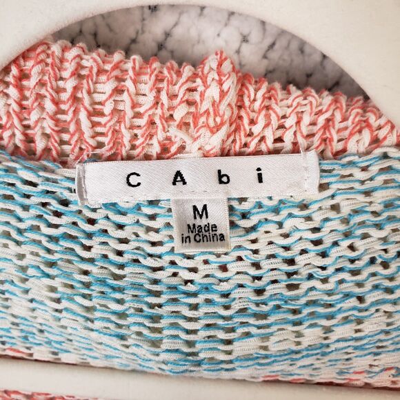 Cabi Knit Open Front Cardigan Vest Womens M Boho Striped Cottagecore Lagenlook - Picture 3 of 8